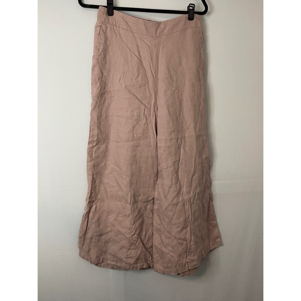 Nicole Miller New York Linen Blend Wide Leg Cropped Pants‎ Women's Size S Pink
